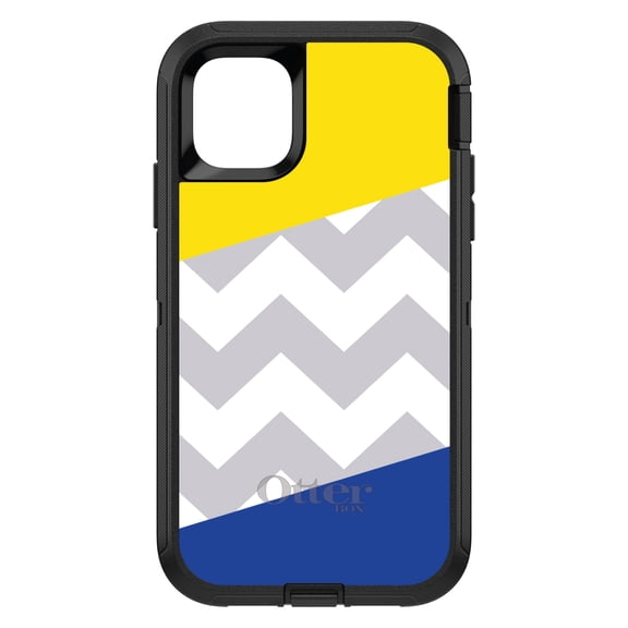 DistinctInk OtterBox Defender Custom Case for Apple iPhone 15 (6.1" Screen) - Chevron Stripes Pattern - Raised Bezel Screen Guard