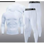 Autumn Winter- Outdoor Gym Thermal, Underwear Jogging Suit-4XL-white