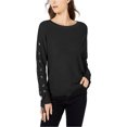 thumbnail image 1 of I.N.C Womens Lace-Up Pullover Sweater, Black, Small, 1 of 1