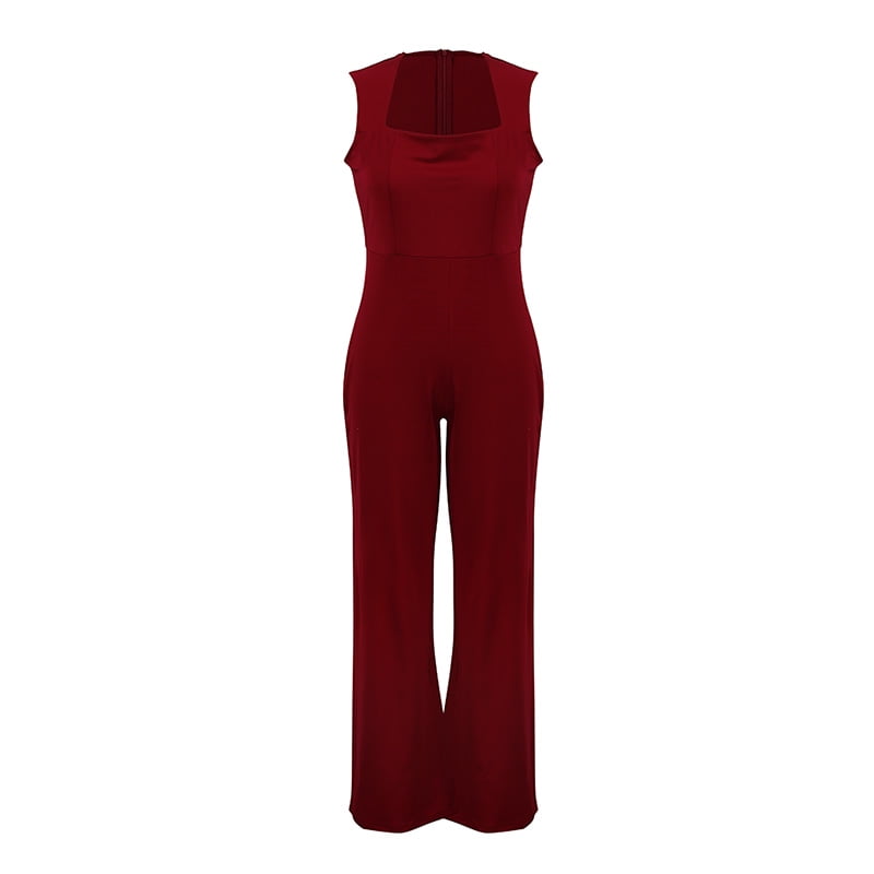 red square neck jumpsuit