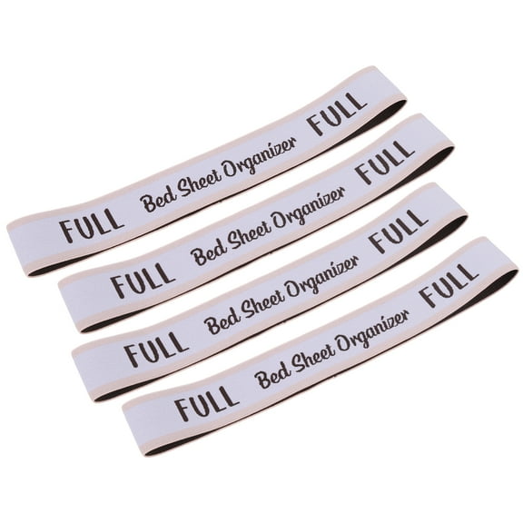 Bed Sheet Organizer Bands, 4 Pieces, White & Pink (FULL)