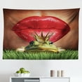 thumbnail image 1 of Animal Tapestry, Tiny Little Tree Frog on Gerbera Flower Nature Moments Shoots Art, Fabric Wall Hanging Decor for Bedroom Living Room Dorm, 2 Sizes, Pink Green Blue, by Ambesonne, 1 of 1