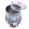 thumbnail image 3 of Hello Winter Basset Hound Football Snowman Welcome Snowy Morning 12oz Stainless Steel Wine Tumbler Insulated Cup with Lid Bassets Dog Breed Lovers Gifts Idea - 01012, 3 of 5
