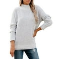 thumbnail image 2 of DondPO Sweaters for Women Turtleneck Sweater Women Womens Half Turtleneck Long Sleeve Pullover Sweater Solid Color Temperament Knit Top Long Sleeve Shirts Womens Tops Grey M, 2 of 5
