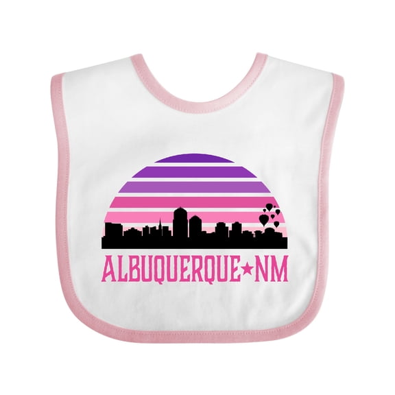 Inktastic Albuquerque New Mexico Retro Sunset Skyline Girls Baby Bib