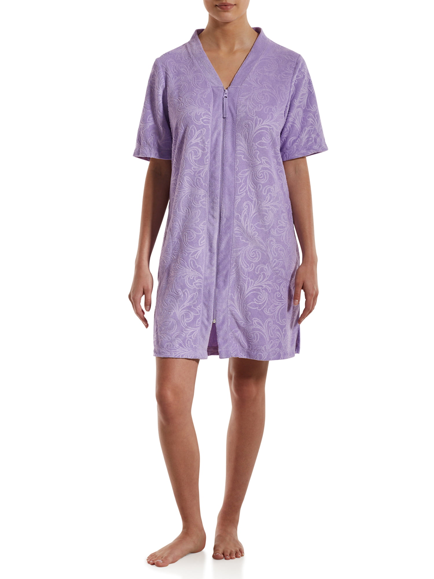 i-Smalls Ladies Stripe Embossed Fleece Gown with Lilac Eye Mask