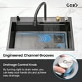 thumbnail image 6 of COZY 30″×22″ Stainless Steel Single Bowl Kitchen Sink, Black Waterfall Workstation with Flying-Rain Faucet, Cutting Board, 1 Count, SS-BL05-302208, 6 of 12