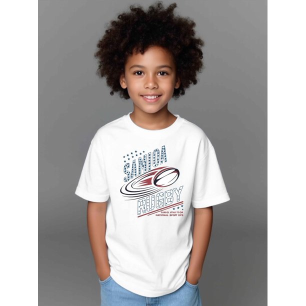 Boys' San Diego Rugby Graphic T-Shirt - Soft Cotton Short Sleeve, Round Neck, Casual Summer Top with Vibrant Football Print