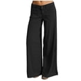 thumbnail image 4 of qolati Cargo Pants Women Solid Color Low Waisted Lounge Palazzo Pants Summer Casual Comfy Loose Wide Leg Trousers, 4 of 6