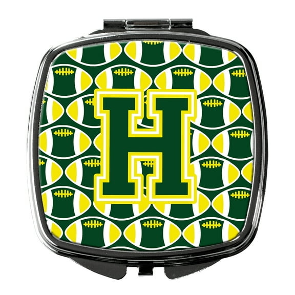 Letter H Football Green and Yellow Compact Mirror CJ1075-HSCM