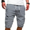thumbnail image 1 of Mens3/4LongLengthCargoCombatShortsElasticatedWaistThreeQuarterWorkMultiPocketPants, 1 of 3