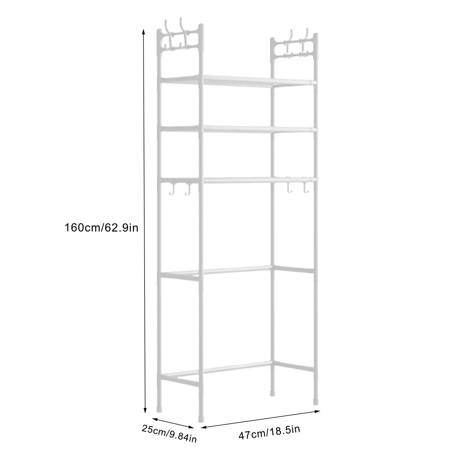 Over Toilet Storage Rack 3-Tier Bathroom Organizer Shelf,Metal Over The Toilet Storage Cabinet with Paper Holder and Hooks,Freestanding Space Saver, 18.5inx9.84inx63in