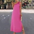 thumbnail image 6 of Olyvenn Stylish Womens Split Long Evening Dress Loose Fit Flowy Side Slit Casual Smocked Trendy Summer Strap Sleeveless Prom Dresses for Women Spring Vintage Solid Sundress Fashion Hot Pink 8, 6 of 8