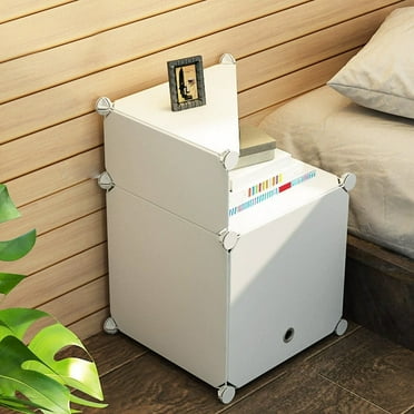 FYHALE Night Stand Modern Bedside Table Storage Dresser Storage Cabinet Net White Bedroom Bedside Drawer Cabinet for Small Space