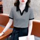 thumbnail image 1 of mfyjkho Tops Para Mujer, Camiseta/Camiseta De Verano A Rayas Holgada De Moda De Manga Corta Con Cuello En V Para Mujer Tops De Tallas Grandes M, 1 of 4