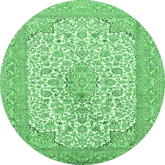 Ahgly Company Indoor Round Persian Emerald Green Traditional Area Rugs, 7' Round