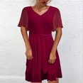 thumbnail image 2 of Vestido informal hasta la rodilla con cuello en V y manga corta con tirantes sueltos para mujer Fridja  bnh5932, 2 of 9