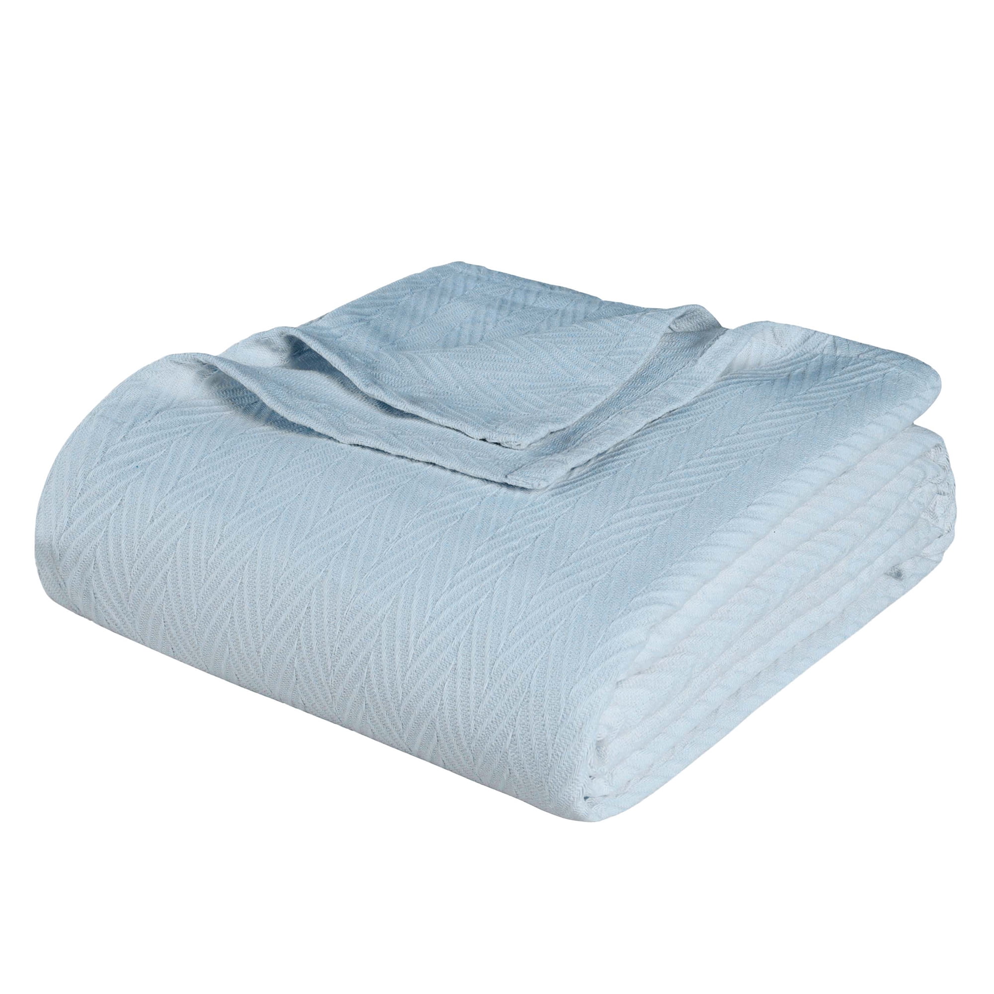 Superior Metro Chevron Zig-Zag All-Season Cotton Blanket, King, Light Blue