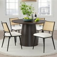 thumbnail image 4 of MAYEERTY White Dining Chairs Set of 2, Rattan Backrest, Metal Frame, Boucle Upholstery for Living Room, 4 of 7