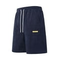 thumbnail image 2 of BXINGOHAI Men's Casual 5" Shorts Corduroy Elastic Waist Drawstring Summer Beach Short Today Navy,XS, 2 of 7