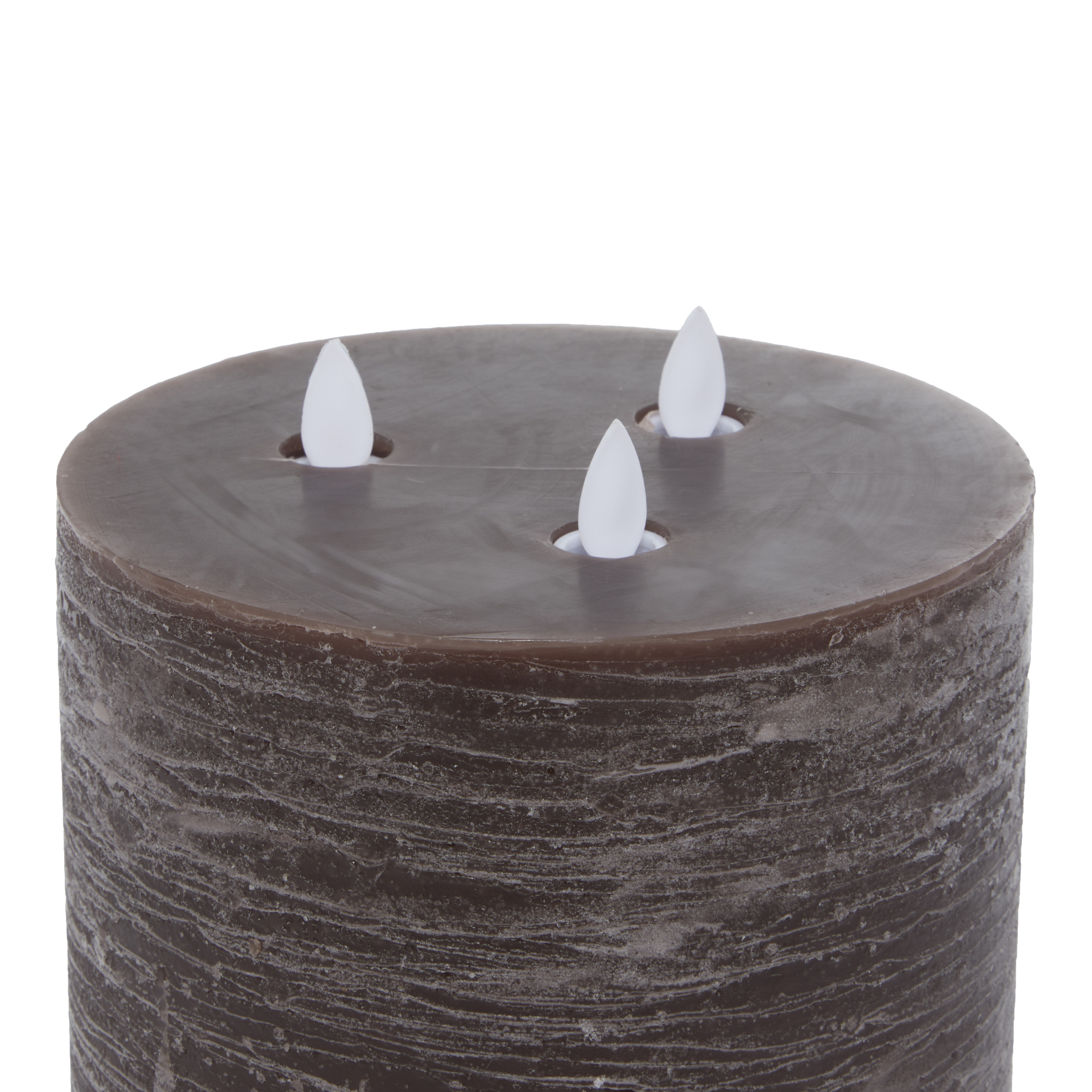 DecMode Brown Wax Indoor Outdoor Flameless Candle with Remote Control, Set of 3 4", 6", 8"H