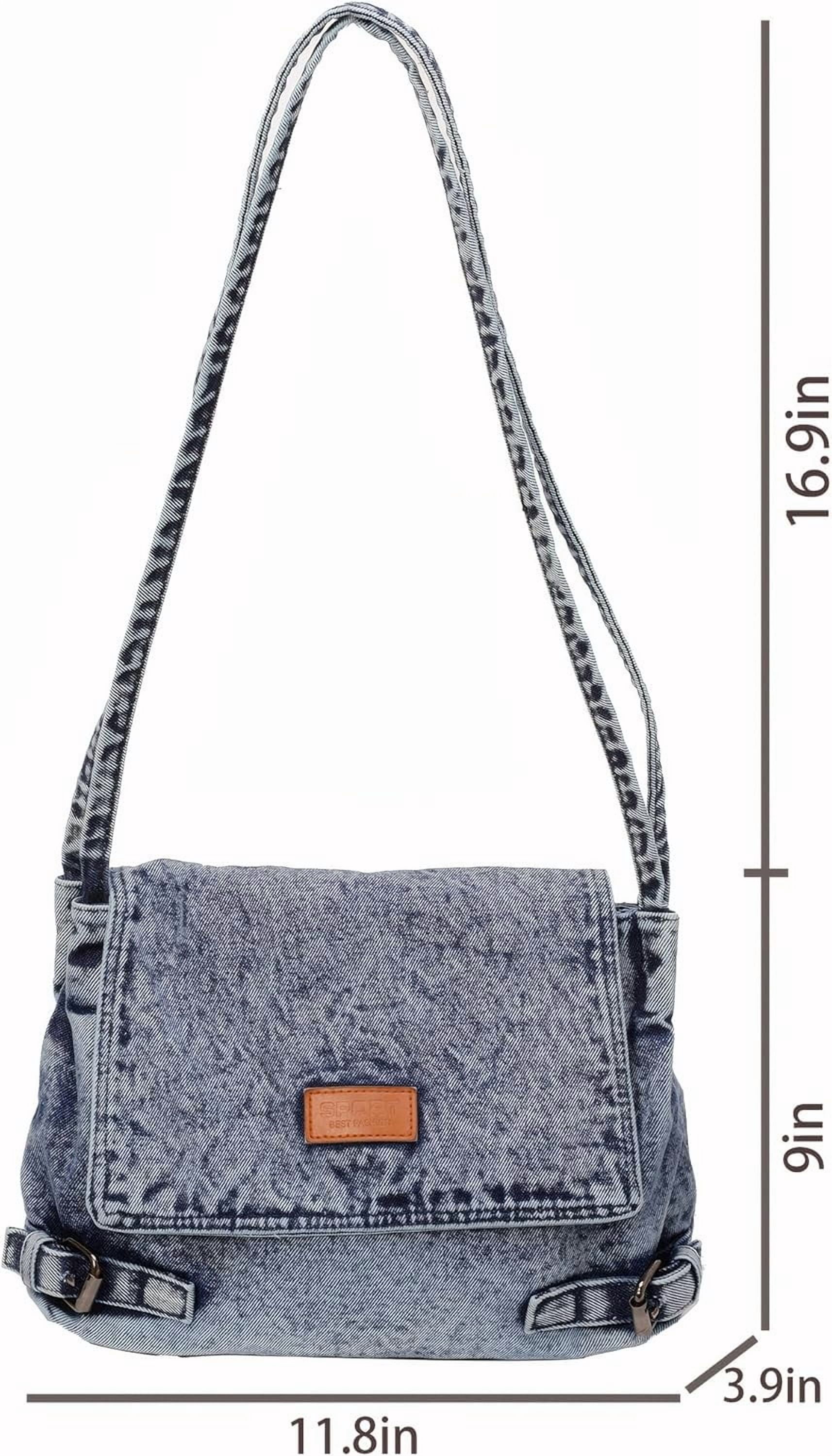 Denim Crossbody Bag for Women，Jean Messenger Purse Shoulder with Adjustable Strap