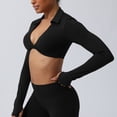 thumbnail image 6 of Women's V Neck Sports Bras Workout Running Athletic Bra Long Sleeve Crop Tops Metamorph Sienna Twist Deep V Workout Cropped T Shirt Top with Compression for Yoga Pilates Gym Outfit, 6 of 6