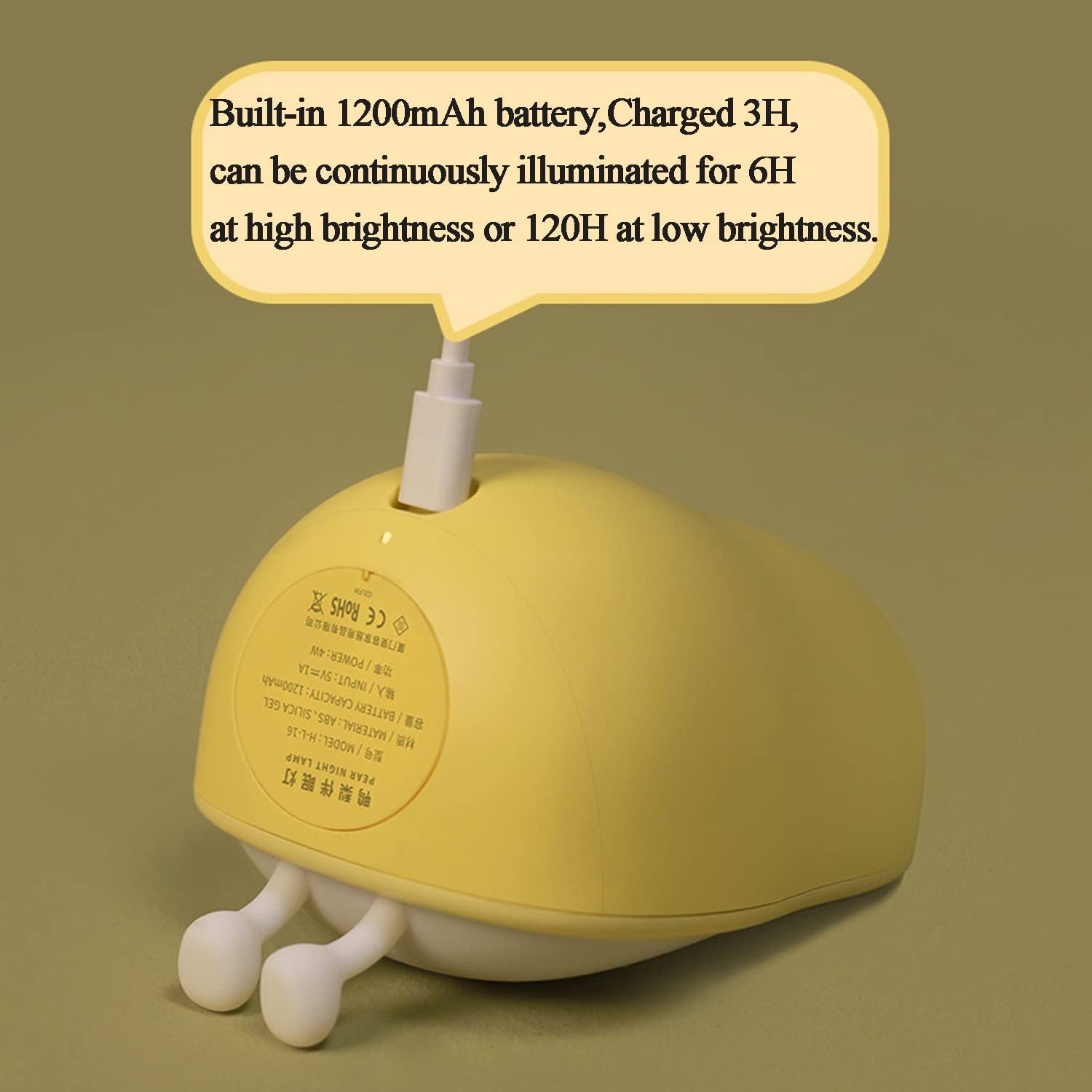 LINLIN Cute Night Light,Dimmable LED Pear Night Lamp Rechargeable Desk lamp BPA-Free ABS+Silicone Bedside Lamp Portable Bedroom Sleep Lamps,Desk Decor Lights for Baby Girls Boys