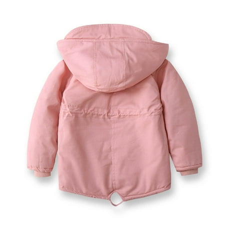 

TOWED22 Kids Winter Coats Baby Hoody Shirt Toddler Little Girls Boys Cotton Linen Hooded Jacket Botton Outwear Pink