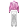 thumbnail image 2 of YIZYIF Kids Girls Metallic Dance Outfit Jazz Hip-Hop Street Dance Costume Long Sleeve Zip Up Jacket with Pants Pink&Silver 12, 2 of 7
