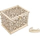 thumbnail image 1 of Caja para tarjetas, caja de regalo de boda, diseño hueco de madera natural con cerraduras, caja para tarjetas de boda plegable fácil de instalar, 1 of 5