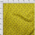 thumbnail image 2 of oneOone Cotton Jersey Medium Yellow Fabric Floral & Flying Swan Block Quilting Supplies Print Sewing Fabric By The Yard 58 Inch Wide, 2 of 4