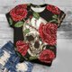thumbnail image 2 of Moda mujer manga corta 3D cráneo impreso o-cuello Tops camiseta blusa Pompotops hkajfhjk457467, 2 of 7