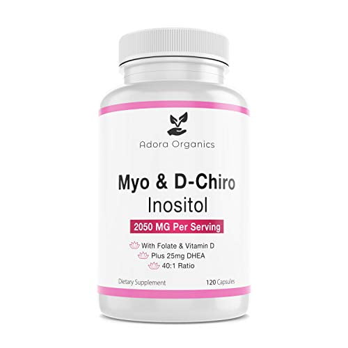Myo & D-Chiro Inositol with Folate - Vitamin D - DHEA - 40:1 Ratio - 2500mg Per Serving - Adora Organics