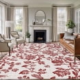 thumbnail image 2 of Farmhouse Red Large Area Rugs for Bedroom Living Room, Soft Non Slip Carpet Bedside Rug, Vintage Flower Leaf Botanical Plant Rectangular Floor Cover Kitchen Accent Rug 6'x9' for Dining Room/Office, 2 of 9