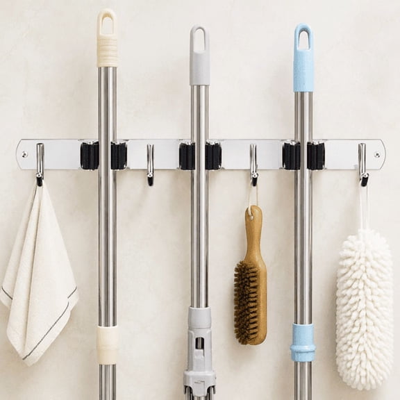 15 Inch Wall Mount Broom Holder Mop Broom Organizer Garage Garden Kitchen Tool Adjustable Storage
