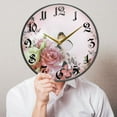 thumbnail image 5 of 9.5" Round Silent Wall Clocks Pink Roses and Butterfly Acrylic Battery Operated Clock Non-Ticking Clocks Bedroom Living Room Home Decorative, 5 of 10
