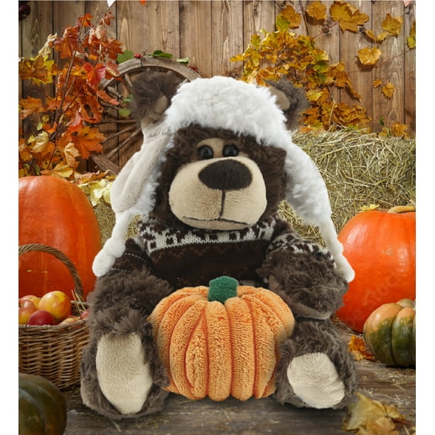 Fall whittle Teddy Bear With Pumpkin