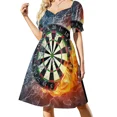 thumbnail image 1 of Vestido de manga corta con diseño de dardos de fuego y hielo Vestidos de noche Vestidos de verano para mujer, 1 of 8