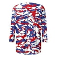 thumbnail image 5 of BADHUB Fourth of July Women American Flag Patriotic 3/4 sleeve Shirt Independence Day Star Stripes T Shirt Round Neck Blouse, 5 of 5