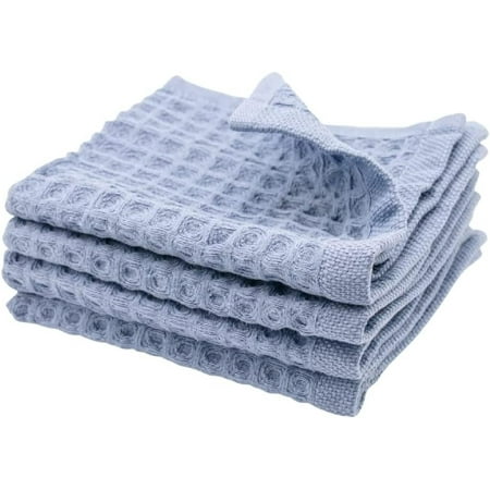 

Wash Cloths for Your Face and Body Kitchen Hand Towels Gre Gift for Kitchen Lovers 100% Cotton Dish Towels (4 Pcs Washcloth 13x13 inches Denim)