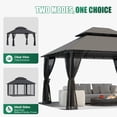 thumbnail image 6 of LazySunsets 12'x 10' Patio Gazebo Double Roof Protection All-Weather Outdoor Shelter Features Insect Screens for Backyard, Lawn, (Gray), 6 of 9