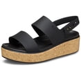 thumbnail image 1 of Sandalias Crocs Brooklyn Cuero Corcho Cuña Baja Negras Talla 9 M, 1 of 2