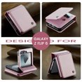 thumbnail image 6 of ELEHOLD Wallet Case for Samsung Galaxy Z Flip 6, premium PU leather zipper card holder phone case zipper card holder phone case,Pink, 6 of 7