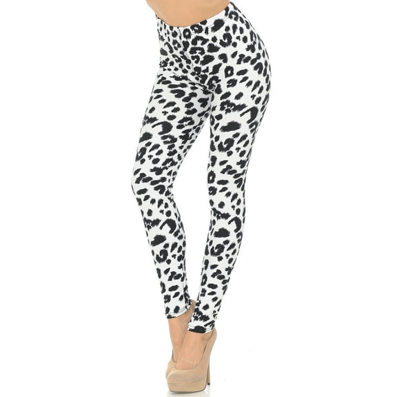 Buttery Soft Ivory Spotted Leopard Leggings (One Size Regular,White)