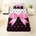 thumbnail image 3 of Erosebridal Pink Bowknot Girls Twin Sheet Sets,Cartoon Hear Print Bedding For Kids 3-Piece, 3 of 6