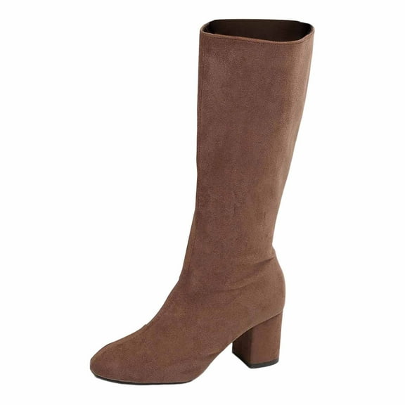 Women's Mid-Calf Boots Fashion Suede Side Zipper Ankle Booties Durable - Sole for Comfortable Winter and Fall Casual Wear