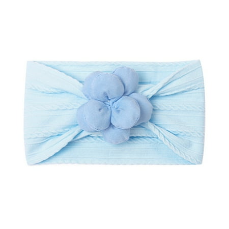 

1PCS Baby Girl Hair Band Headwear Princess Flower Pleated Turban Bandeau Nylon Wide Headwrap