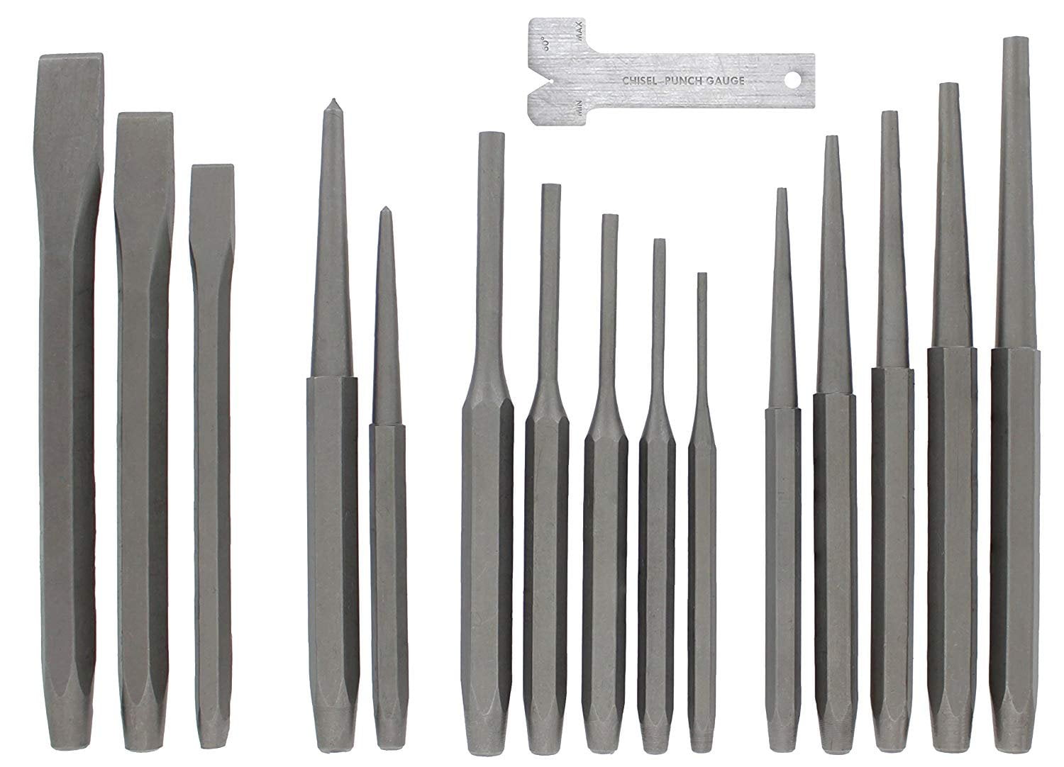 16 Pcs Punch and Chisel Tool Set Including Taper Punch Cold Chisels Center Punch 