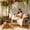 Brown, variant on Twin Size Acacia Wood Porch Swing Bed with 4 Heavy Duty Ropes,Hanging Daybed Swing Bench for 2 People, 350 LBS Capacity, Farmhouse Patio Swing Chair for Porch, Backyard & Garden (White)